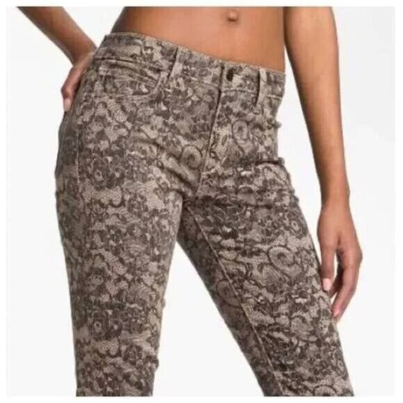 Joe's Jeans Womens Chantilly Mid Rise Lace Print Skinny Jean 26 Blush - Picture 3 of 11